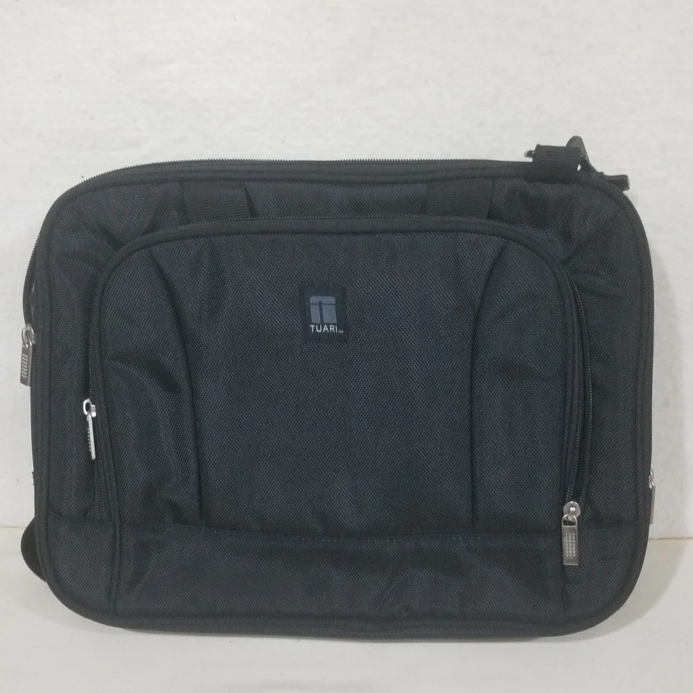 Black Travel soft Laptop Messenger Bag TUARI Briefcase Shoulder Strap Padded‎